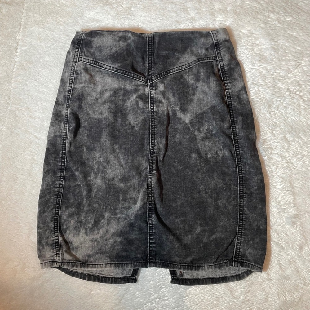 Bongo Womens Black Acid Wash High Waisted Denim Pencil Skirt Slit 7 Grunge Indie